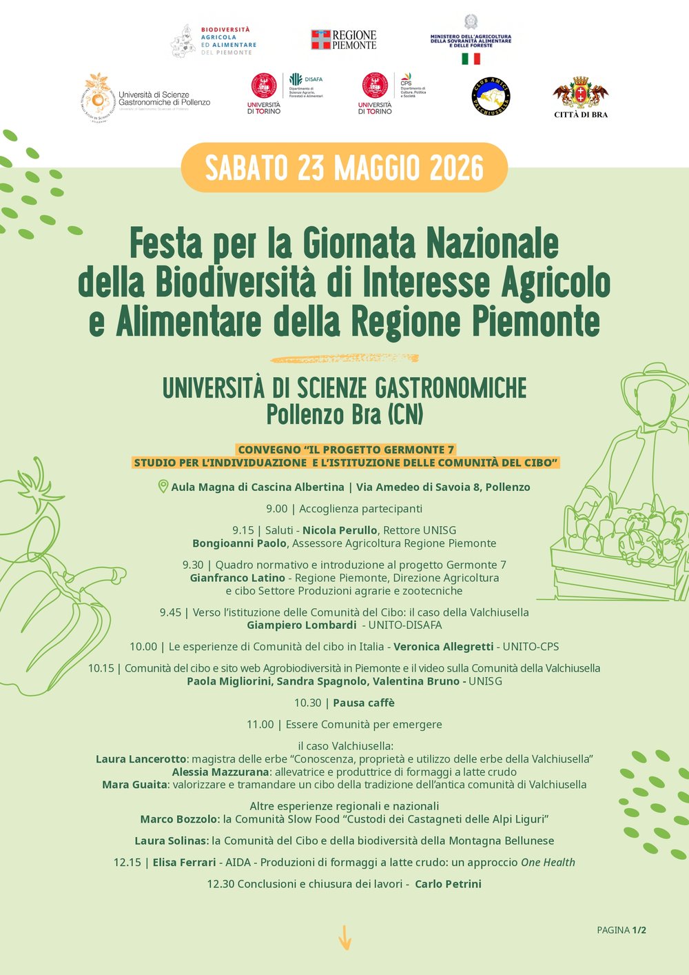 Festa per la Giornata Nazionale della Biodiversità di Interesse Agricolo e Alimentare della Regione Piemonte